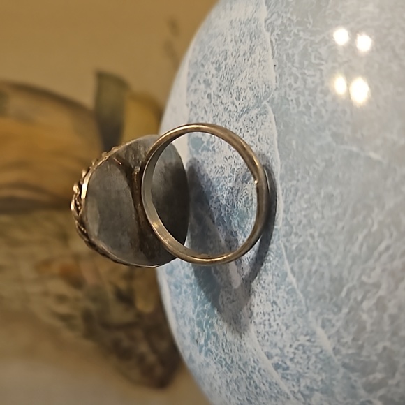 Amazing Turquoise with wrapped detailed 925 sterling silver ring size 8 - Picture 5 of 6